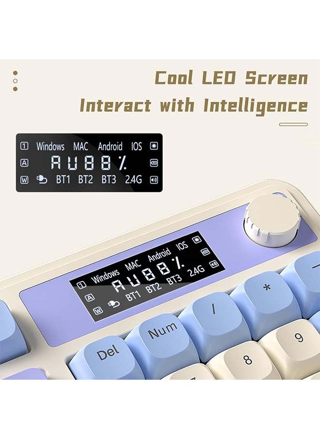 AULA - AULA S99 Pro Wireless Keyboard, Display Screen & Media Knob, Tri-Mode Bluetooth/2.4G/USB-C RGB Creamy Gaming Keyboard with Number Pad Macro Keys, Custom Computer Keyboards for Laptop PC Gamer - Green - Image 1