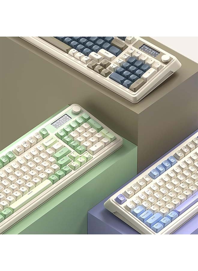AULA - AULA S99 Pro Wireless Keyboard, Display Screen & Media Knob, Tri-Mode Bluetooth/2.4G/USB-C RGB Creamy Gaming Keyboard with Number Pad Macro Keys, Custom Computer Keyboards for Laptop PC Gamer - Green - Image 1