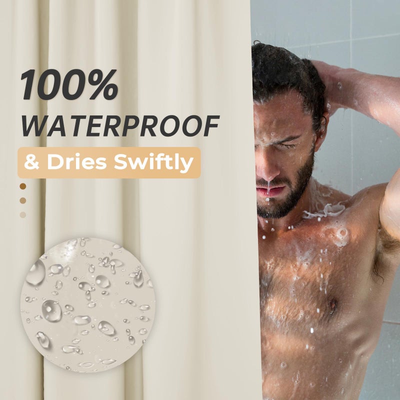 AmazerBath Plastic Shower Curtain Liner, 72 x 72 Inches EVA 8G Heavy Duty Beige Waterproof Weighted Thick Bathroom Curtain with 3 Clear Weights and 12 Rustproof Grommet Holes - Image 5