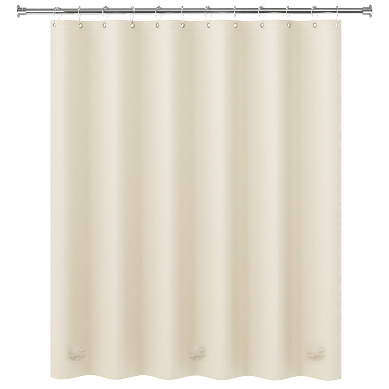 AmazerBath Plastic Shower Curtain Liner, 72 x 72 Inches EVA 8G Heavy Duty Beige Waterproof Weighted Thick Bathroom Curtain with 3 Clear Weights and 12 Rustproof Grommet Holes - Image 2