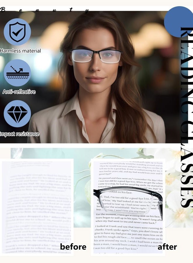 Copkim 30 Pcs Reading Glasses Bulk Half Frame Glasses Blue Light Blocking Reading Glasses for Women Men Spring Hinges Glasses (+250) - Image 5