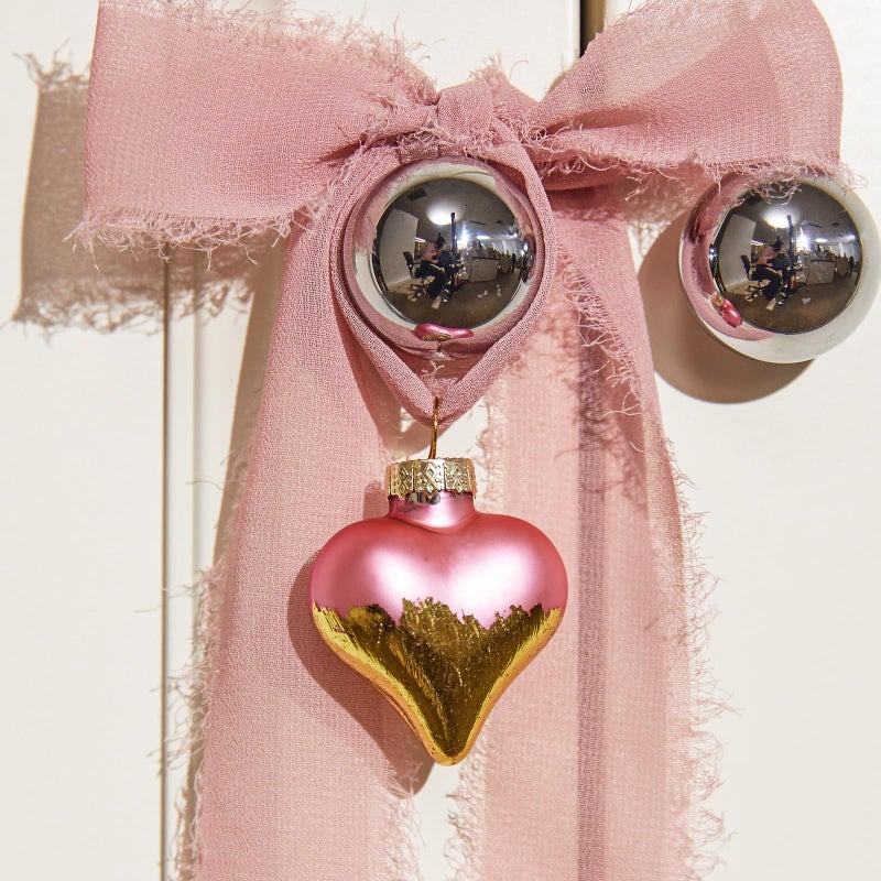 DN DECONATION 16Pcs Valentine's Day Heart Ornaments, Valentines Day Pink and Gold Glass Heart Baubles Ornament for Valentine's Day & Christmas Mini Tree Wedding Anniversary Party Decoration - Image 2