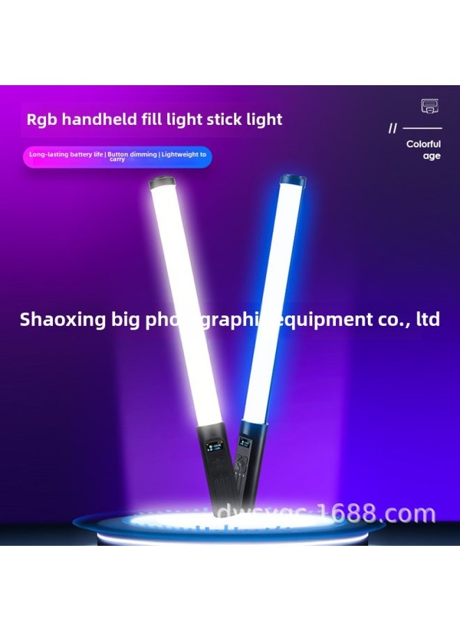 Generic - LED Handheld Full Color RGB Stick Lamp Photography Lamp Adjustable Color Temperature Ice Lamp External Shooting Portable Light Supplement Stick Led External Shooting Lamp-Light Source Color:Two-color Battery 3000 MA - Image 1