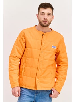 Men Brand Logo Bomber Jacket, Orange