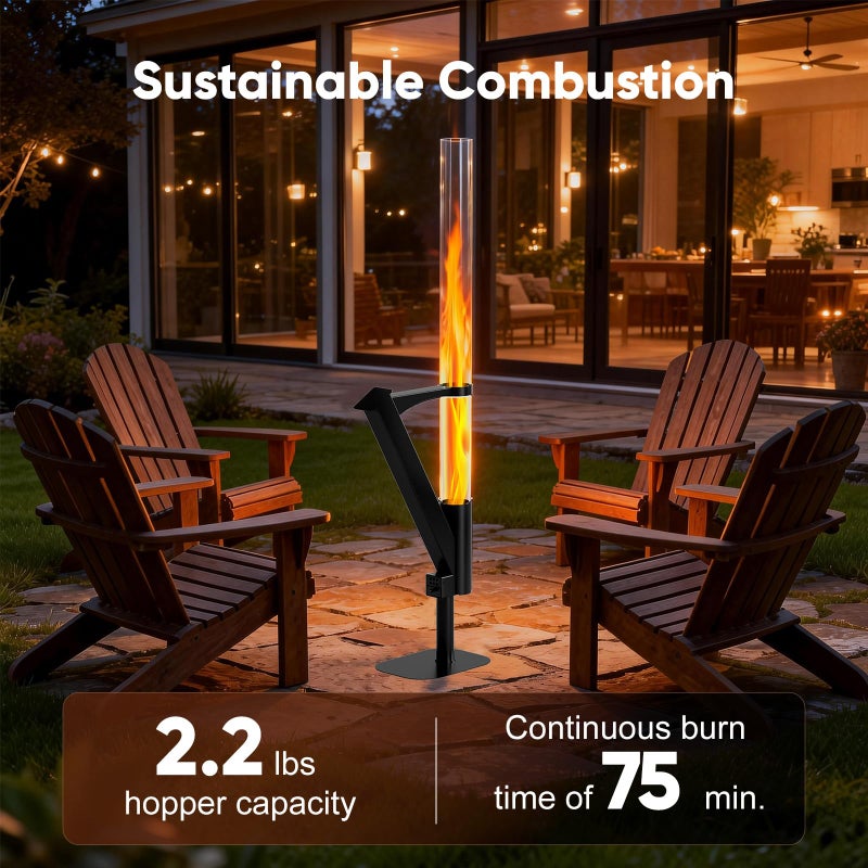 Rayzi New Rocket Stove 55 Inch, Smokeless Wood Pellet Patio Heater, Wood Pellet Fire Pits for Outside, Portable Pellet Heater for Patio/Garden/Backyard/Outside Restaurant/Bonfire Party/Beach - Image 2
