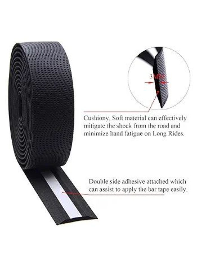 Generic Anti-Slip Bicycle Handlebar Tape – Comfortable Shock-Absorbing Grip Tape with End Plugs – Black  - Image 2