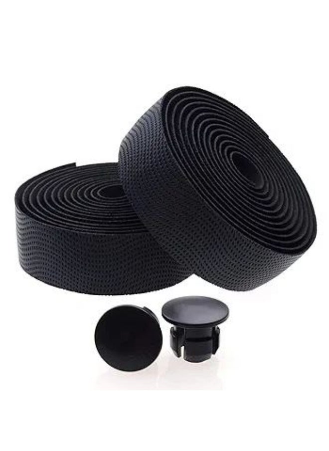 Generic Anti-Slip Bicycle Handlebar Tape – Comfortable Shock-Absorbing Grip Tape with End Plugs – Black  - Image 4