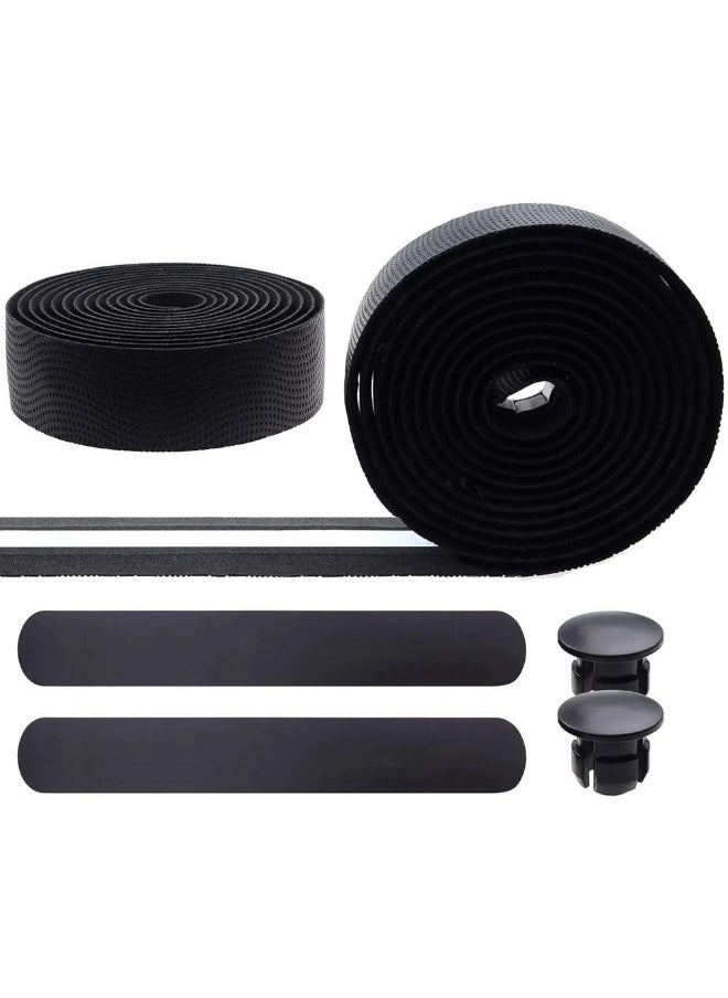 Generic Anti-Slip Bicycle Handlebar Tape – Comfortable Shock-Absorbing Grip Tape with End Plugs – Black  - Image 1