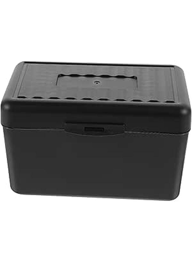 Black Business Card Holder Box Desktop Organizer Sleek Modern Storage for Business and Personal Use - Image 1