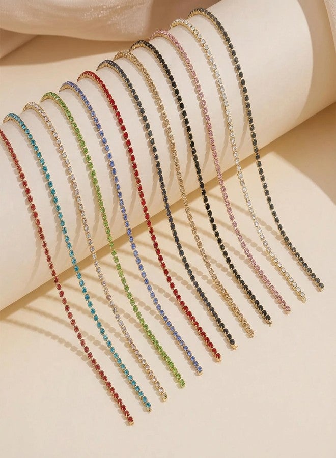 LUSTRIB 12 Pcs Nail Chains for Nail Art, Gold Nail Chains with Rhinestone Decorations, 12 Colors Nail Jewelry Charms with Storage Box for Manicure Decoration - Image 4