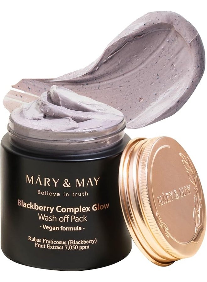 MARY & MAY Vegan Blackberry Complex Glow Wash Off Mask 125g, Blackhead Care, Clean Pores, Sebum Control, Creamy Hydration, Clay Mask - Image 1