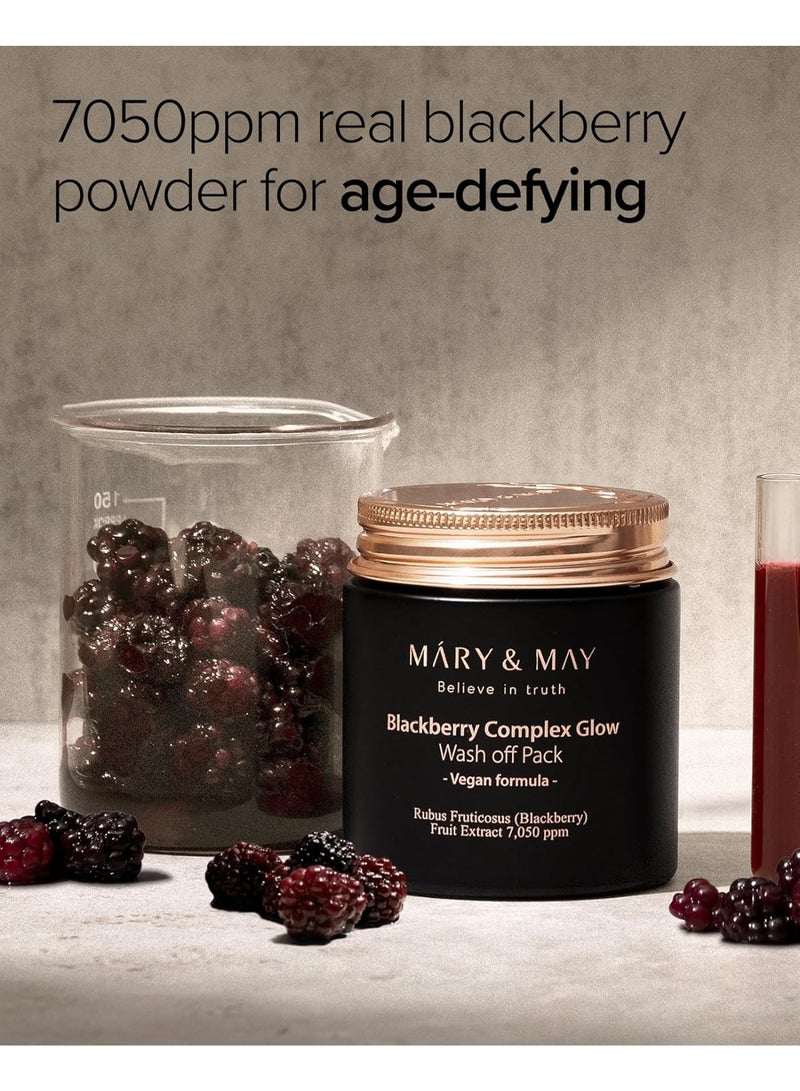 MARY & MAY Vegan Blackberry Complex Glow Wash Off Mask 125g, Blackhead Care, Clean Pores, Sebum Control, Creamy Hydration, Clay Mask - Image 4
