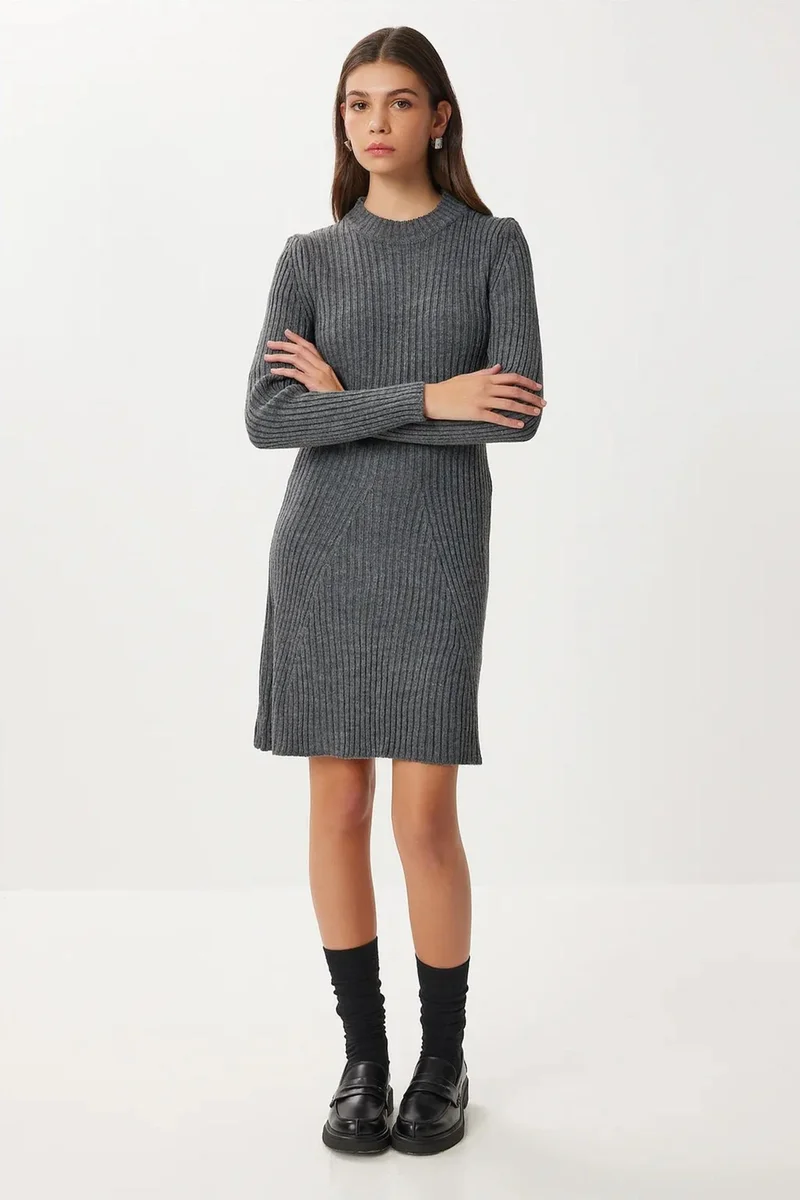 هابينس اسطنبول ISTANBUL Ribbed A-Line Knit Mini Dress