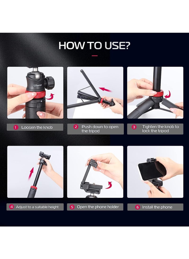 Ulanzi ULANZI MT-44 Extendable Phone Tripod, 59" Selfie Stick Phone Vlog Tripod Stand with 2 in 1 Phone Clip, 360° Ball Head Camera Tripod for iPhone Sony Canon Action Camera, Lightweight for Travel  - Image 5