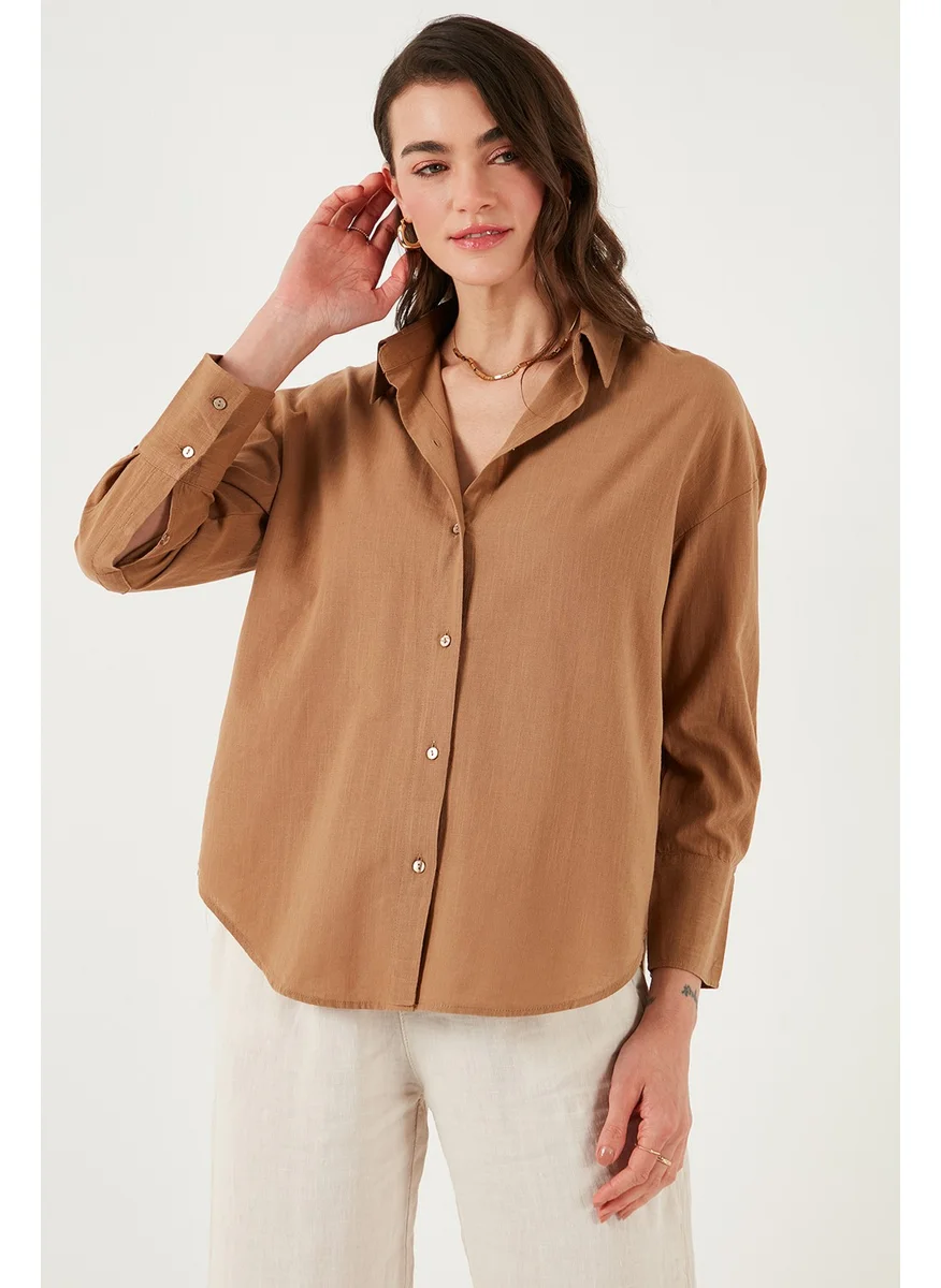 Lela Cotton Regular Fit Long Sleeve Plain Shirt Women's Shirt CF25S168305