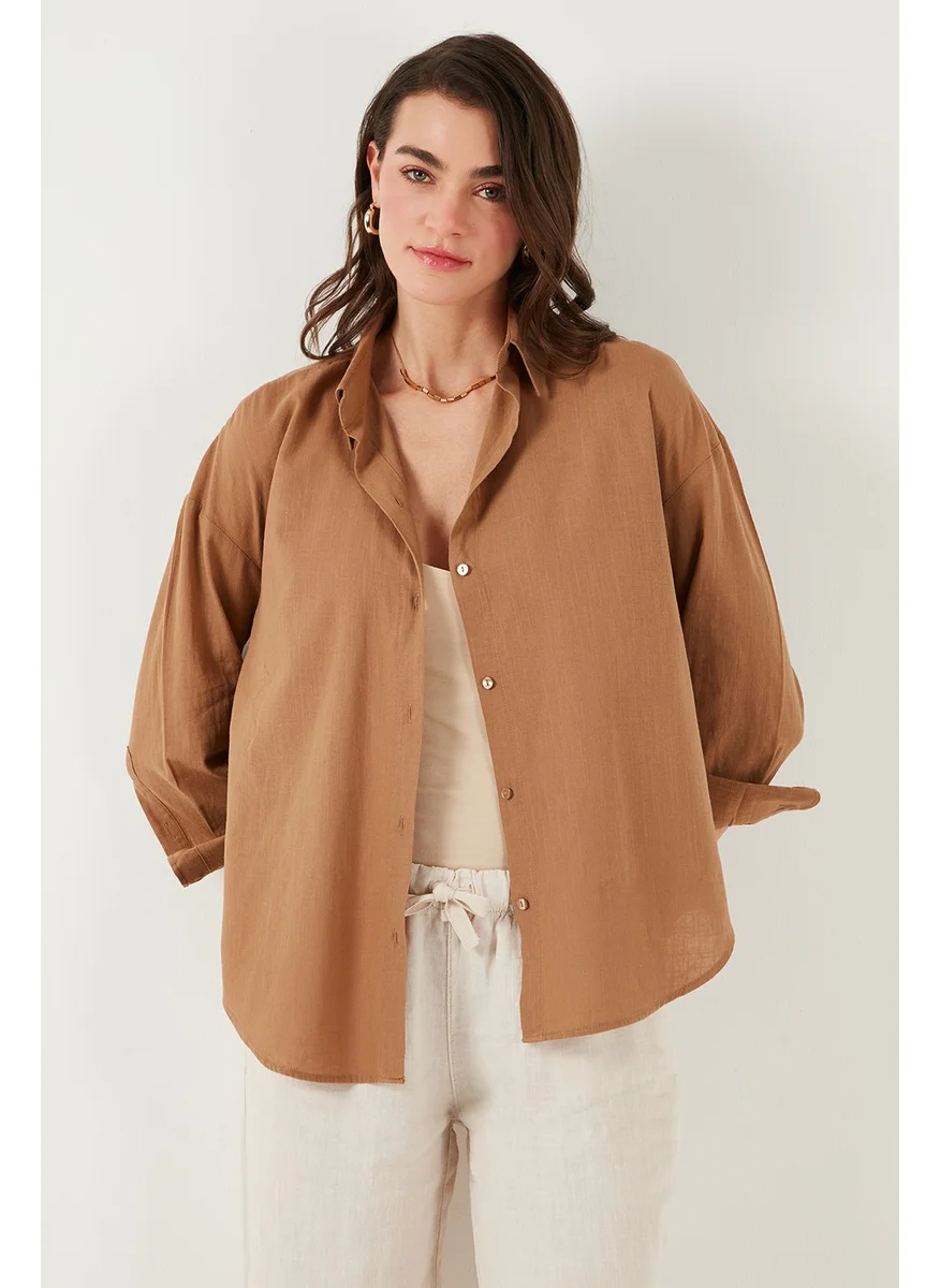 Lela Cotton Regular Fit Long Sleeve Plain Shirt Women's Shirt CF25S168305