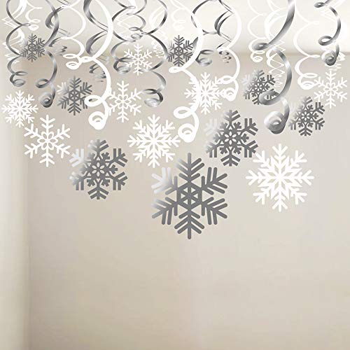Konsait Snowflake Swirls Decoration30pcs Konsait Merry Christmas Snowflake Hanging Swirls Garland Foil Ceiling Ornaments for Xmas Winter Wonderland Holiday Party Decor SuppliesAlready Assembled - Image 1