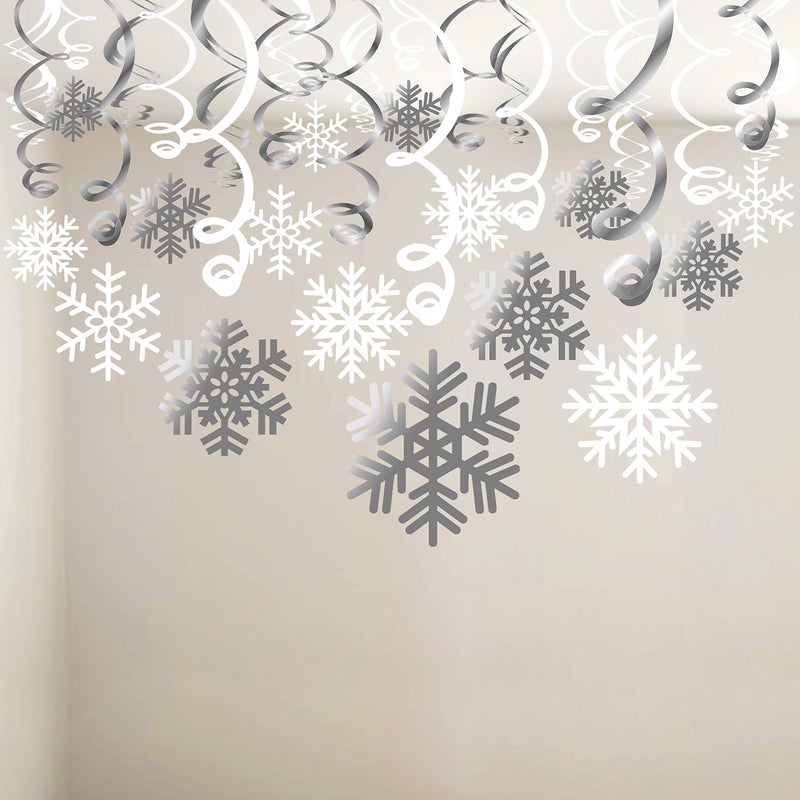 Konsait Snowflake Swirls Decoration30pcs Konsait Merry Christmas Snowflake Hanging Swirls Garland Foil Ceiling Ornaments for Xmas Winter Wonderland Holiday Party Decor SuppliesAlready Assembled - Image 2