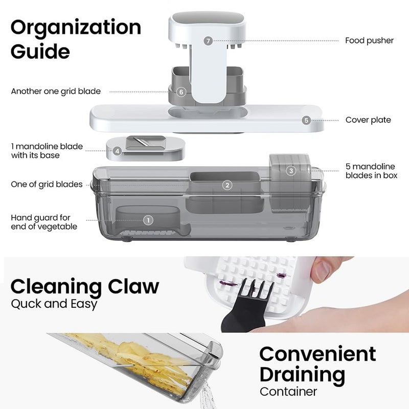 Badelite Vegetable Chopper Mandoline Slicer 8-in-1 with Container, 8 Blades for Onion, Veggie & Fruit, Easy Food Slicer Dicer Cutter, Kitchen Gadgets & Essentials - Image 5