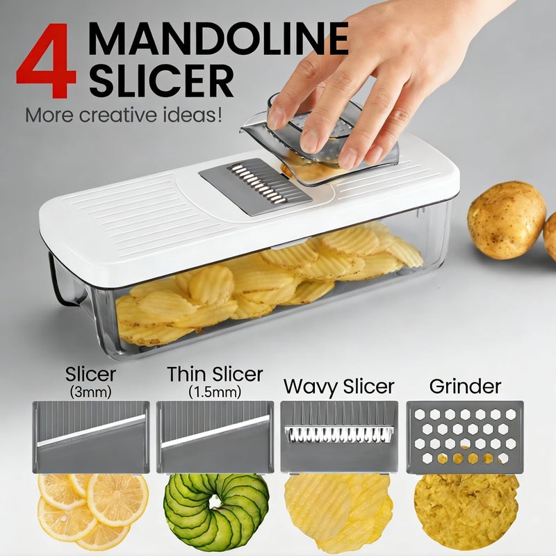 Badelite Vegetable Chopper Mandoline Slicer 8-in-1 with Container, 8 Blades for Onion, Veggie & Fruit, Easy Food Slicer Dicer Cutter, Kitchen Gadgets & Essentials - Image 3