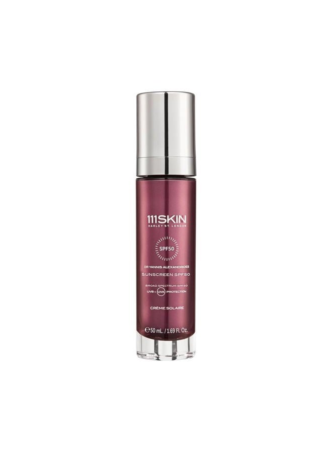 111SKIN واقي شمس SPF 50، واقي شمس معدني غير دهني للاستخدام اليومي، حماية واسعة الطيف من UVA/UVB والضوء الأزرق، نياسيناميد وحمض بوليغلوتاميك، 50 مل - Image 1