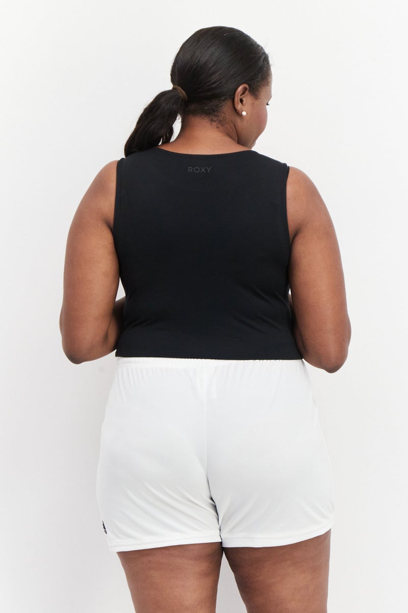 Roxy Women Round Neck Sleeveless Plain Crop Top, Black - Image 3