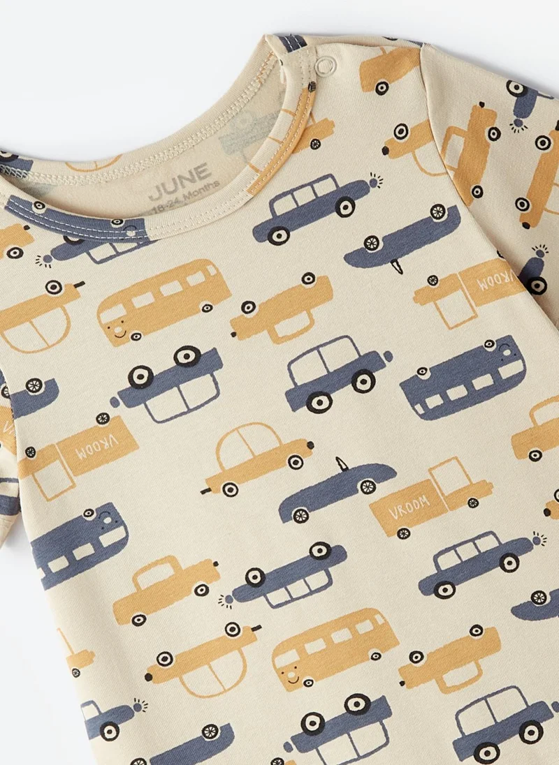 JUNE June Baby Boy Patterned Short Jumpsuit Multicolor