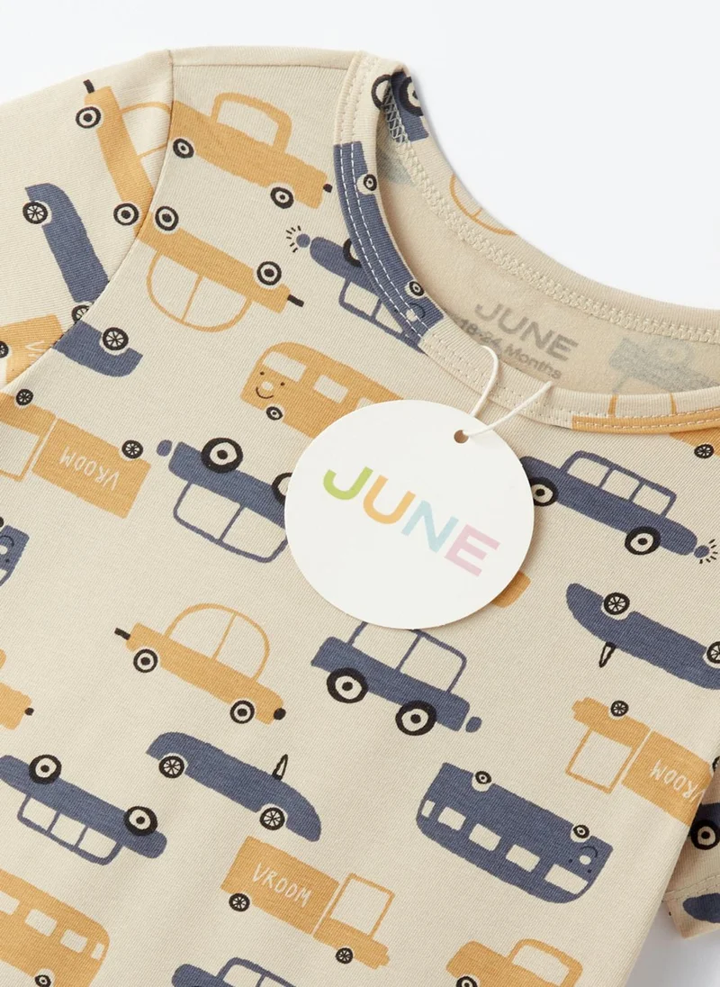 JUNE June Baby Boy Patterned Short Jumpsuit Multicolor