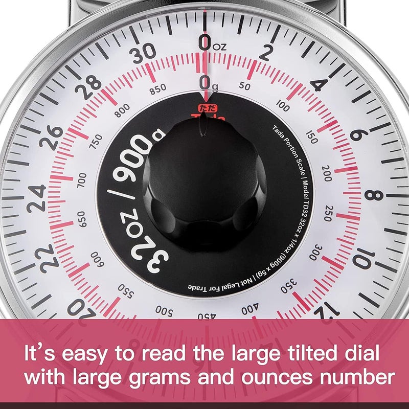 ta da 2 Pound Precise Portions Analog Food Scale 32 Ounces Stainless Steel Mechanical Kitchen Scale Removable Bowl, Tare Function, Retro Style, Kitchen Friendly - Image 4