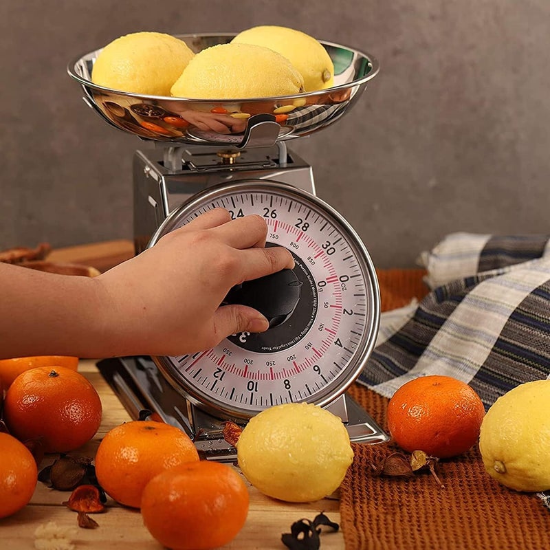 ta da 2 Pound Precise Portions Analog Food Scale 32 Ounces Stainless Steel Mechanical Kitchen Scale Removable Bowl, Tare Function, Retro Style, Kitchen Friendly - Image 3