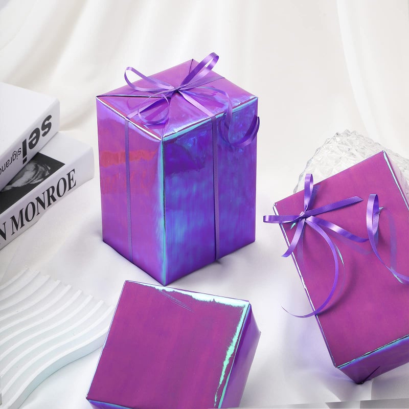 LeZakaa Purple Wrapping Paper Roll, Holographic Iridescent Purple Gift Wrap for Nightmare Before Christmas, Xmas Party, Halloween, Birthday, Valentines, Mothers Day, Holiday, 17 in x 32.8 Ft - Image 4