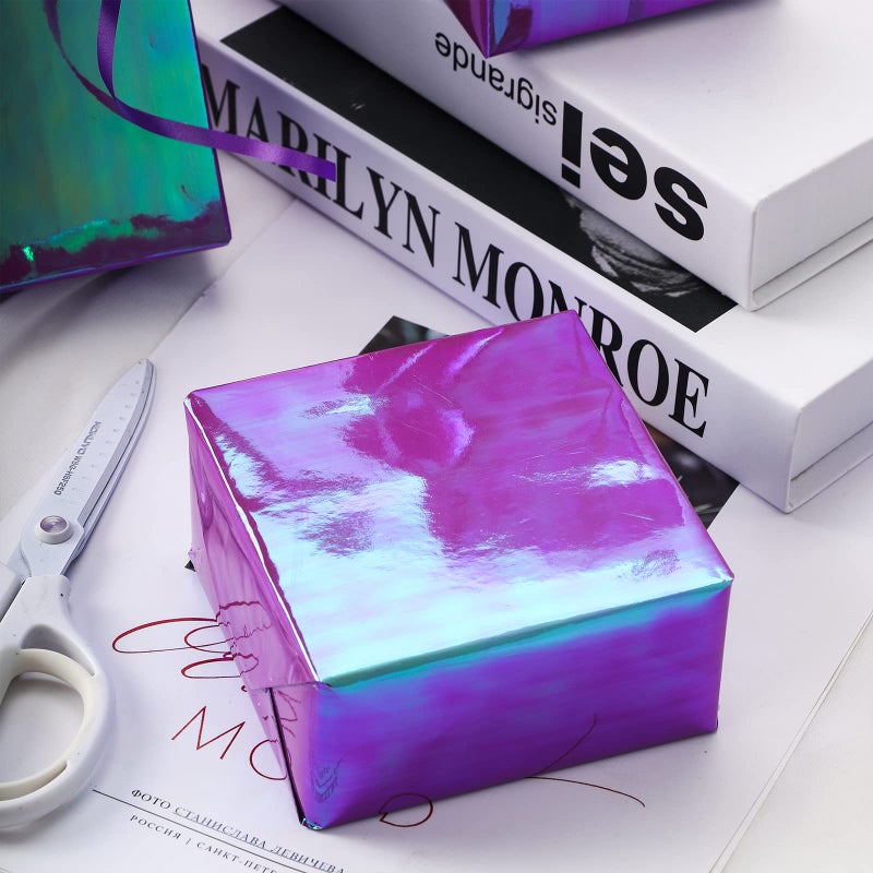 LeZakaa Purple Wrapping Paper Roll, Holographic Iridescent Purple Gift Wrap for Nightmare Before Christmas, Xmas Party, Halloween, Birthday, Valentines, Mothers Day, Holiday, 17 in x 32.8 Ft - Image 5