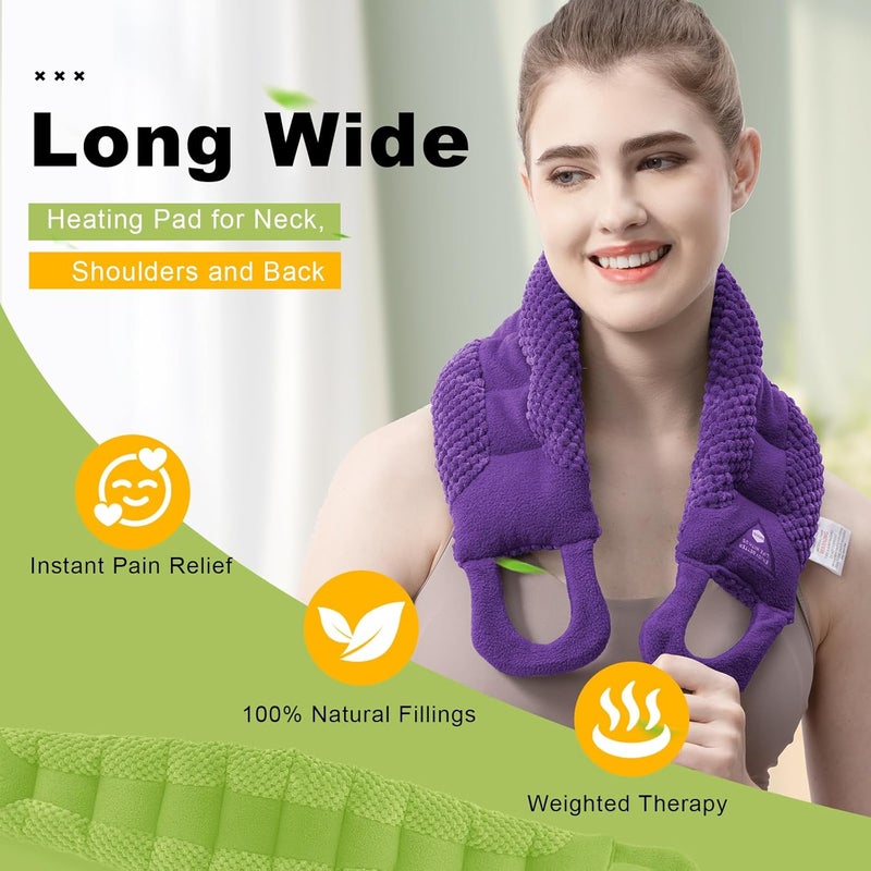 UNCN Long Heating pad for Neck and Shoulders Back 33  59 microwavable Large Moist Heat Pack Warm hot Compress Neck wrap Weighted Bag Massage Reusable Herbal Nature Calming Portable - Image 2
