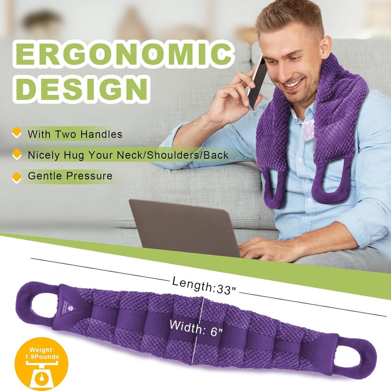 UNCN Long Heating pad for Neck and Shoulders Back 33  59 microwavable Large Moist Heat Pack Warm hot Compress Neck wrap Weighted Bag Massage Reusable Herbal Nature Calming Portable - Image 4