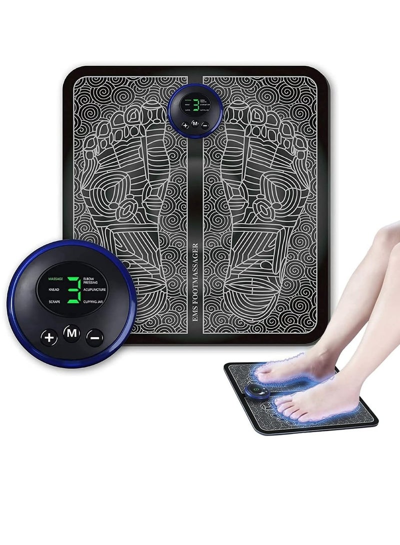 Generic EMS Electric Foot Massager, EMS Feet Massage Leg Massager Machine, Massage Mat Pain Relief Foot Pad, Folding Portable Massage Foot Mat USB Rechargeable (TM01, BLACK) - Image 1