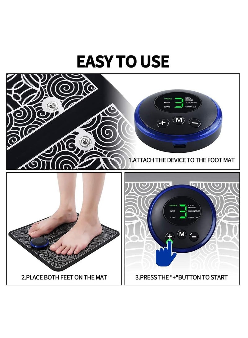 Generic EMS Electric Foot Massager, EMS Feet Massage Leg Massager Machine, Massage Mat Pain Relief Foot Pad, Folding Portable Massage Foot Mat USB Rechargeable (TM01, BLACK) - Image 3