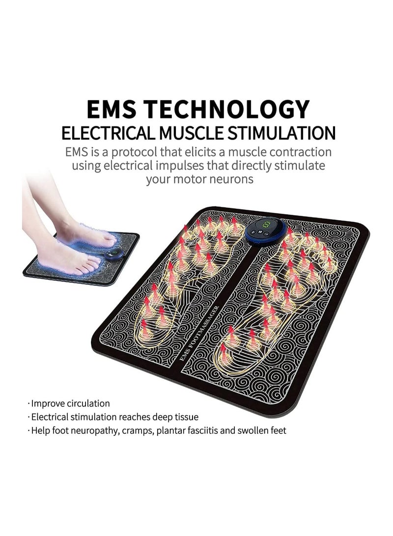 Generic EMS Electric Foot Massager, EMS Feet Massage Leg Massager Machine, Massage Mat Pain Relief Foot Pad, Folding Portable Massage Foot Mat USB Rechargeable (TM01, BLACK) - Image 5