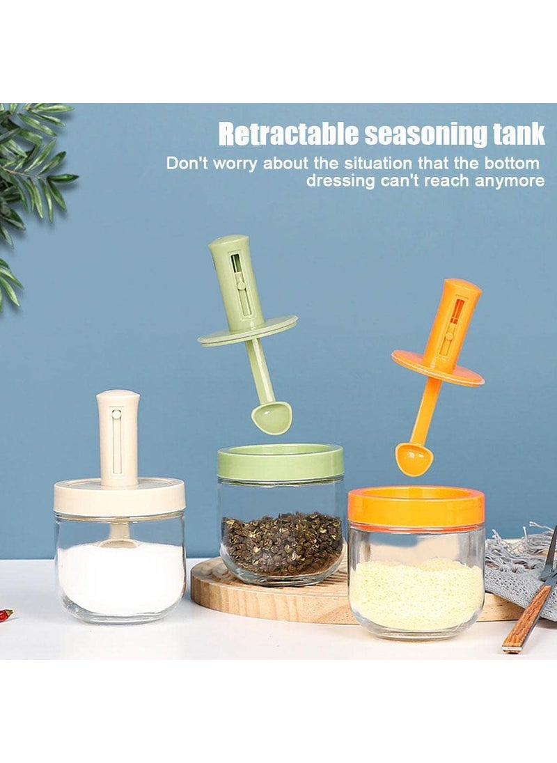 ZAVASIKA ZAVASIKA Glass Seasoning Box with Spoon Household Kitchen Airtight Lid Salt Glass Spice Jar Telescopic Seasoning Spoon Jar Pack of 2  - Image 5