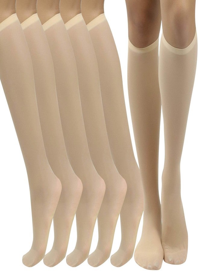 ToBeInStyle Womens Pack of 6 Muted Knee High Stockings - Beige - One Size - Image 1