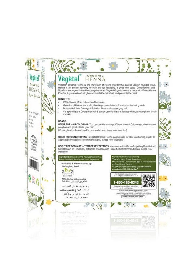 Vegetal Certified Organic Bio Henna Powder 100% Pure Natural Herbal Henna (Mehandi) For Hair Hands And Feets 100Gm - Image 2