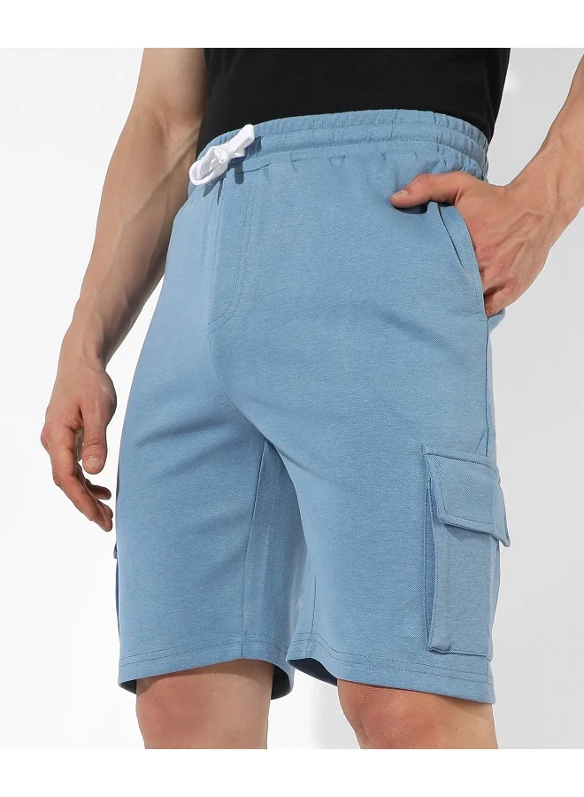 Campus Sutra Men's Solid Blue Regular Fit Casual Shorts