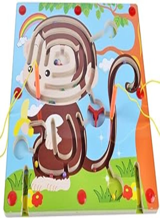 Shift Pen Labyrinth Beads Children's Educational Toys Cute Cartoon Animal Wooden Maze Boy Girl Puzzle Development Toy Parent-child Interaction Wooden Maze Toy (Color : Monkey) 