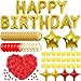 Peconal Gold Happy Birthday Balloons Decorations Red and Gold Birthday Balloon Letters Banner with 6 Pcs Star Balloons Red Artificial Rose Petals 24 Flameless LED Candles for Room Golden Bday Party Supplies - Image 4
