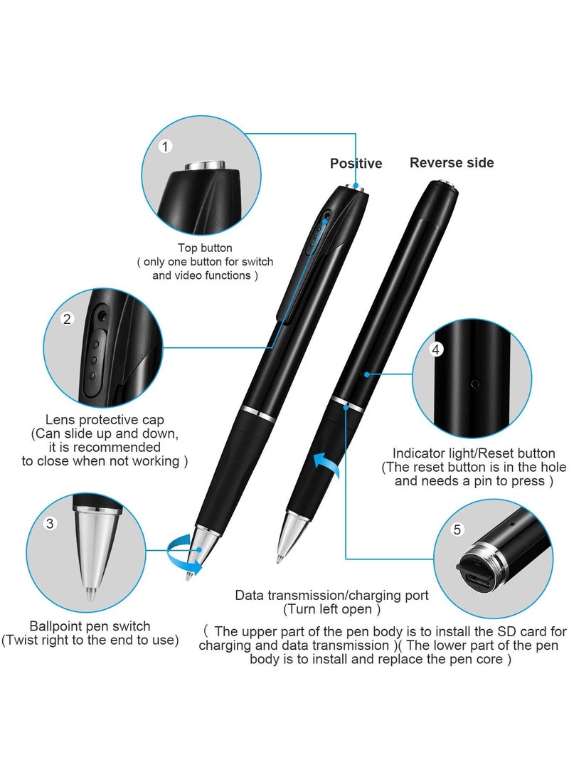 TECHNOVIEW TECHNOVIEW Wired 32GB Inbuilt Memory Full HD Camera 1080P Indoor Video Audio Recording Pen Portable Pocket Security Camera for Home Office Meetings Surveillance  - Image 3