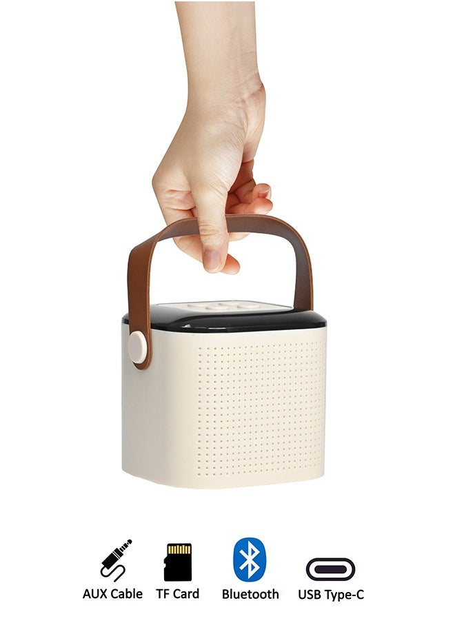 Toyland - Mini Karaoke Speaker for Kids, Portable Bluetooth Speaker with 2 Wireless Microphones & LED Lights, Perfect Gift for Kids Boys & Girls -Beige - Image 1