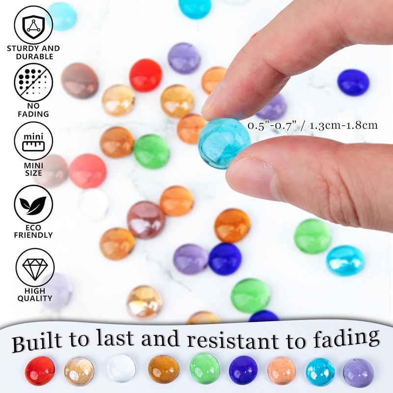 Meschett 50PCS Mini Glass Gems,Sea Blue Mancala Stones Flat Bottom Marble Beads for Home Decorative Art Craft Vase Filler(1.3cm~1.8cm) - Image 5