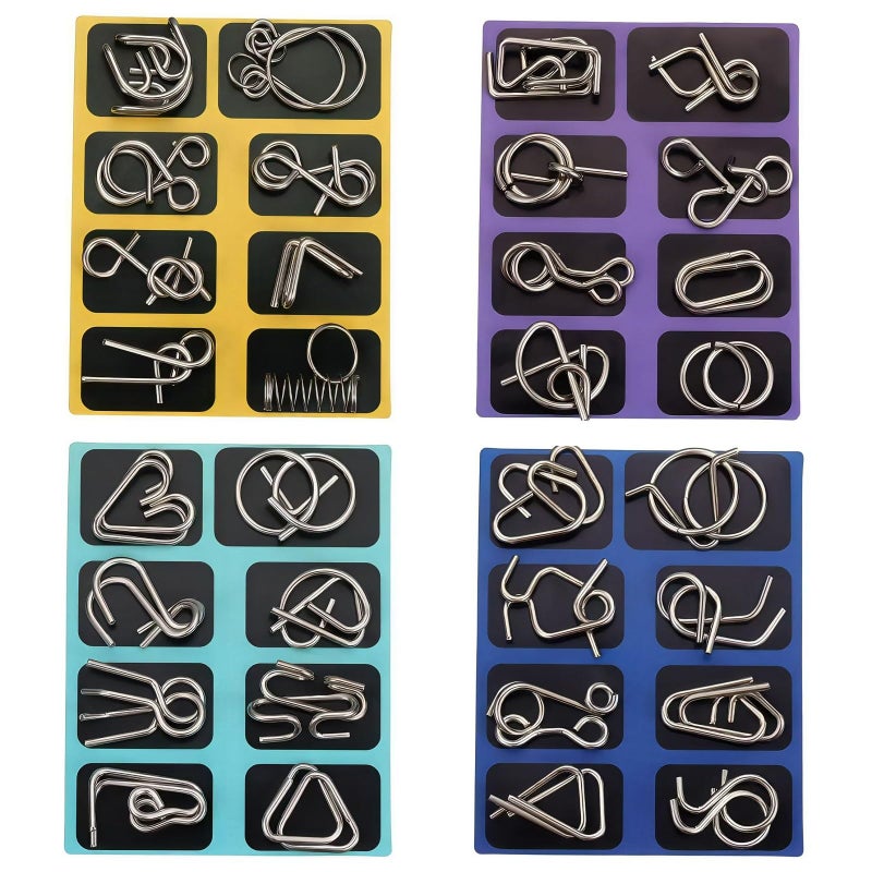 COREXISLY Metal Brain Teaser Puzzles Set of 32 with Pouch Steel IQ Games Physics Mind Metal Puzzles for Adults Basket Stocking Stuffers for Boys Girls Adults Challenge Gifts - Image 2