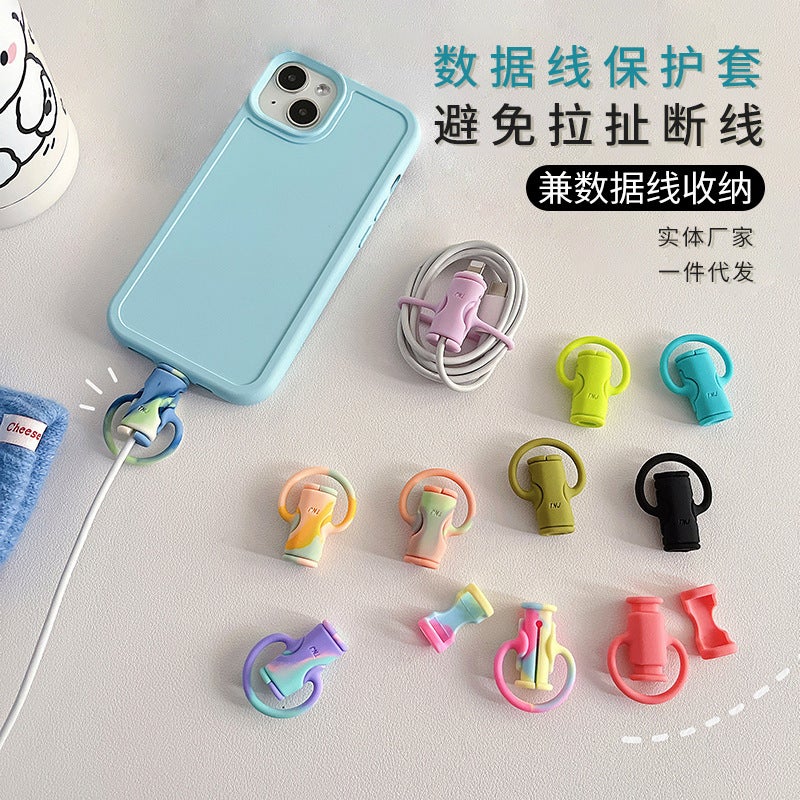 Silicone Data Cable Storage Protective Sleeve Charging Cable Management Cable Solid Line Multi-Color Cartoon Mobile Phone Bite - Image 2