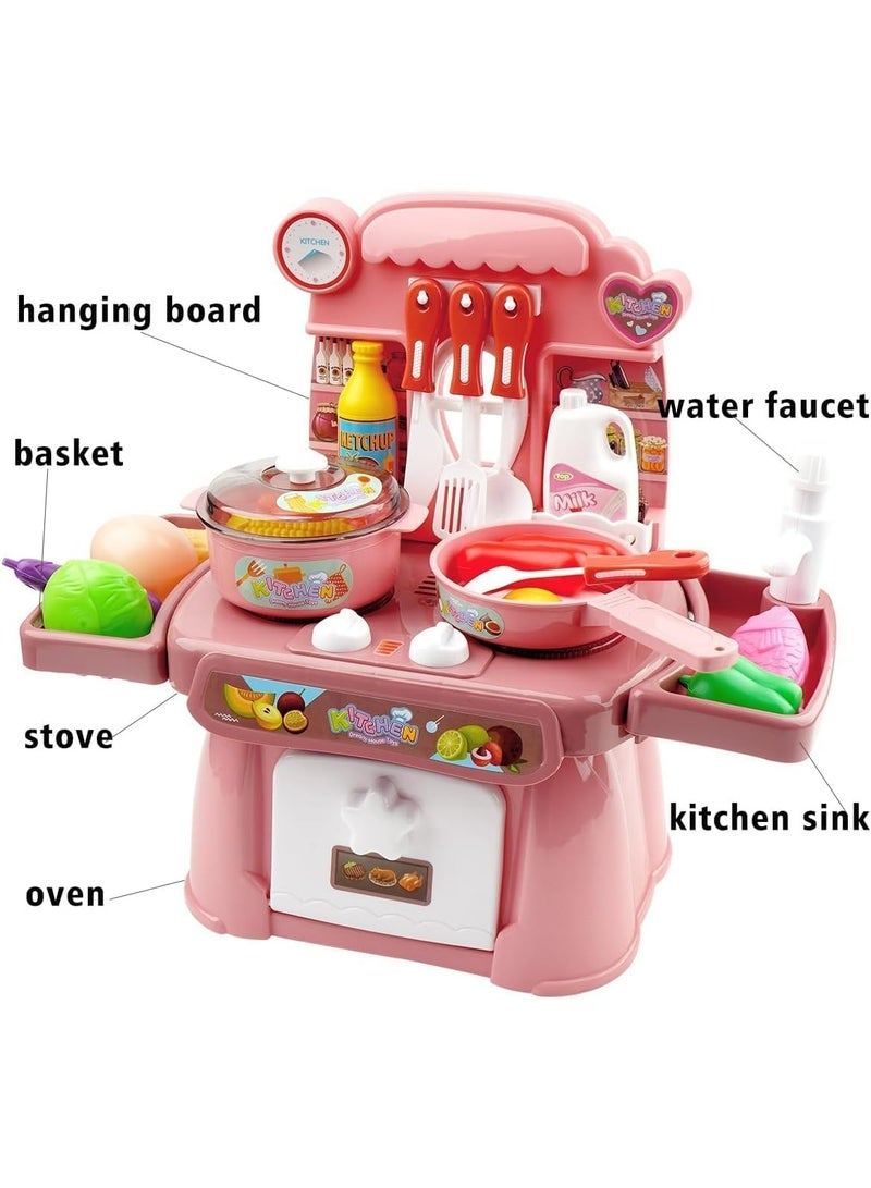 Deluxe Kids Play Kitchen Set with Running Water, Light & Sound, Accessories – Pretend Cooking Toy for Toddlers - Image 5