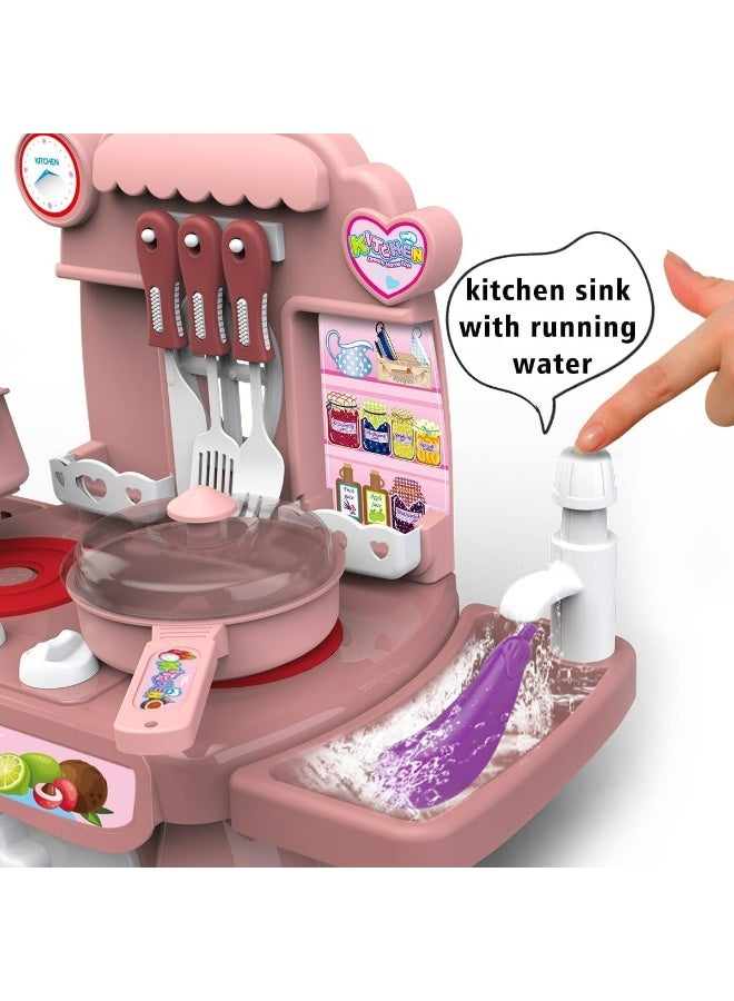 Deluxe Kids Play Kitchen Set with Running Water, Light & Sound, Accessories – Pretend Cooking Toy for Toddlers - Image 2